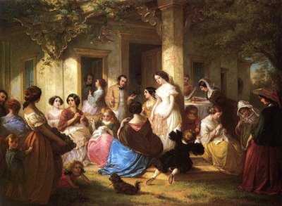 Eine Nähparty, 1857 von Louis Lang